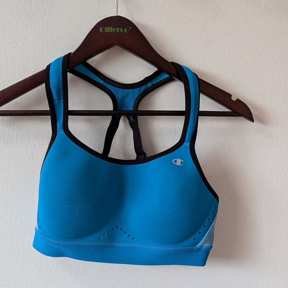Champion Blue Racerback Sports Bra with Black Trim
